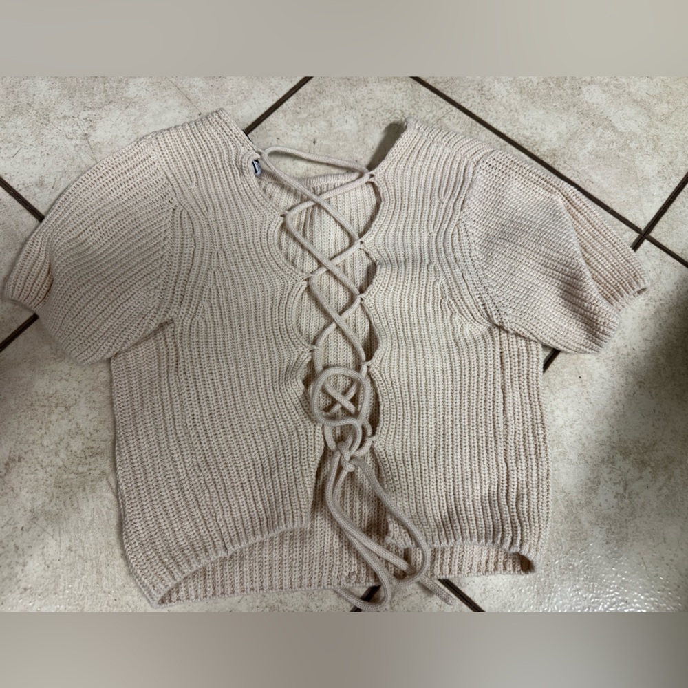 Zara Cream Knit Crop Top - Picture 8 of 9